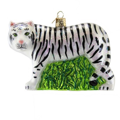 Old World Christmas 4.0" White Tiger Grace Beauty  -  Tree Ornaments