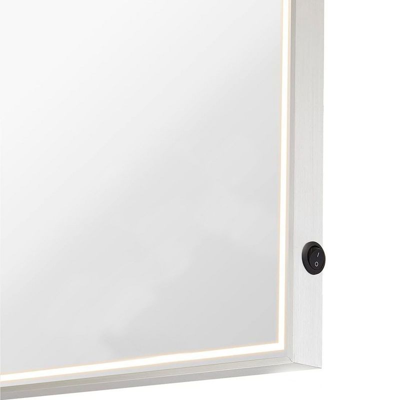 Hamilton Hills 24" x 36" Contemporary Metal Silver Framed Rectangular Mirror with LED Lights, 5 of 6