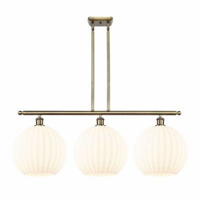 White Venetian - 3 Light Stem Hung Island In Modern Style-14 Inches Tall and 38.5 Inches Wide