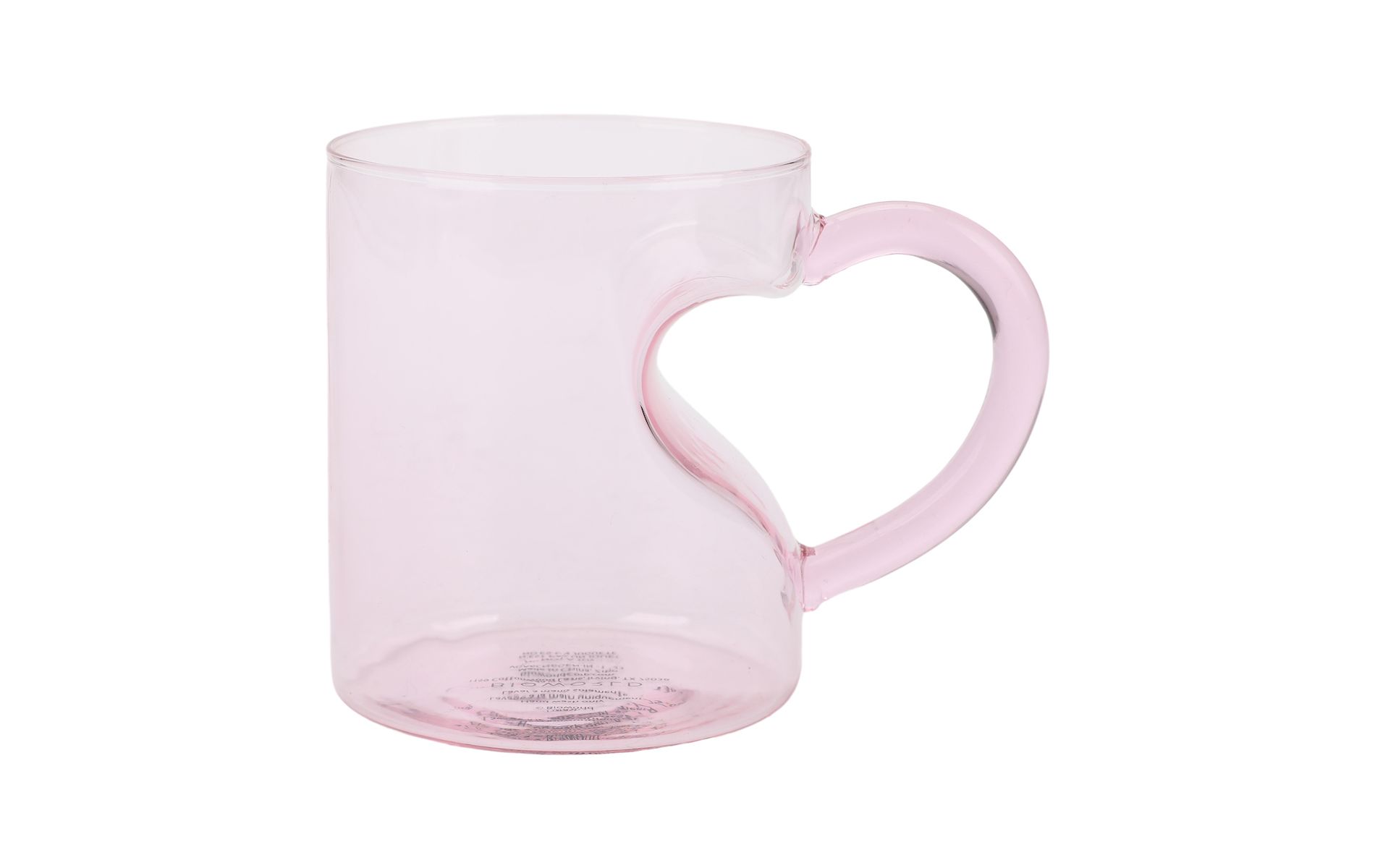Heart Transparent Pink Glass Mug