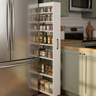 LauKingdom 7-Tier Pull-Out Narrow Storage Shelf with Rolling Casters for Kitchen, Bathroom & Living Room, White Particle Board + MDF Organizer — фото 7