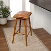 JONATHAN Y Peroni MidCentury Classic Saddle-Seat Solid Wood/Vegan Leather Backless Stool with Removeable Cushion - 2 of 4