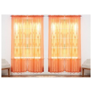 J&V TEXTILES 4-Pieces Sheer Solid Sheer Window Curtains 55x84 - Window Treatment Rod Pocket Voile Drape/Panel Sets for Patio Door - 1 of 4