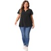 Agnes Orinda Women's Plus Size Casual Summer Dressy Petal Short Sleeve Split Neck Blouses - 3 of 4