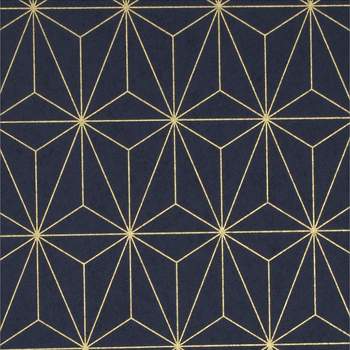 Prism Navy Blue and Gold Geometric Paste the Wall Wallpaper