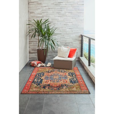 Liora Manne Red and Blue Synthetic Flat Woven Area Rug