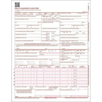 ComplyRight 02/12 Version CMS-1500 Health Insurance Claims 2500/Pack (CMS12LC)