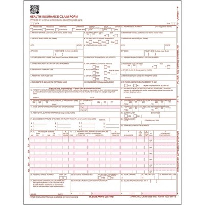 ComplyRight 02/12 Version CMS-1500 Health Insurance Claims 2500/Pack (CMS12LC)