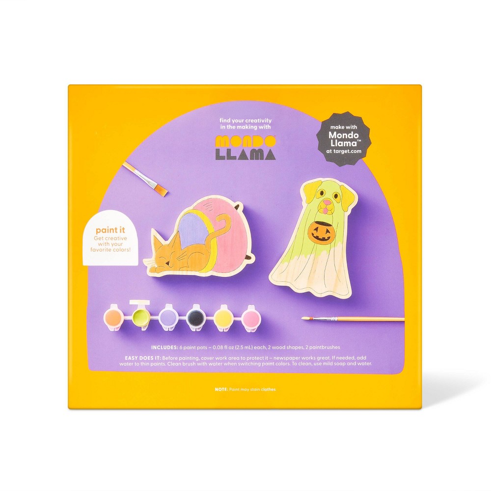 2ct Halloween Craft Wood Dog and Cat Painting Kit - Mondo Llama™