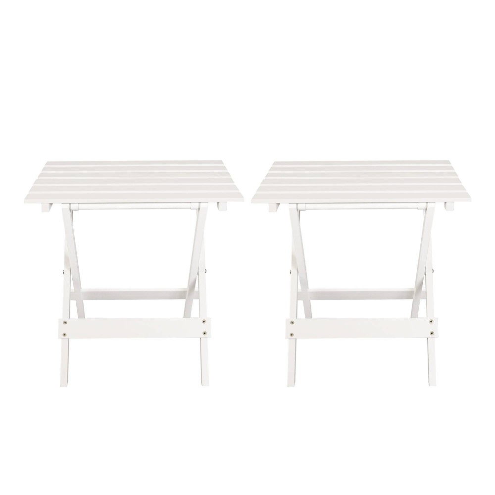 Photos - Mount/Stand 2pc Solid Wood Portable Folding Side Table Set White - Flora Home: No Asse