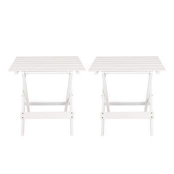 2pc Solid Wood Portable Folding Side Table Set - Flora Home
