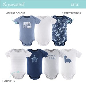 The Peanutshell Short Sleeve Baby Bodysuits for Boys, Blue Camo, 7-Pack, Newborn to 24 Months - 1 of 4
