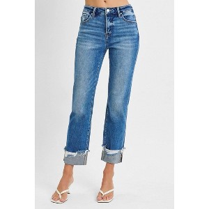 RISEN High Rise Crop Straight Jeans