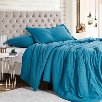 Prewashed Vintage Linen Style Crinkle Duvet Set - Extra Soft, Lightweight, Protective Bed Duvet Cover and Shams by Sweet Home Collection®