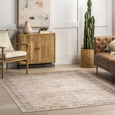 Bayberry Sand Vintage Machine Washable Polyester Area Rug