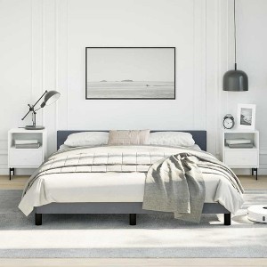 Bed Frame With Headboard Dark grey Velvet, plywood, engineered wood - 1 of 4