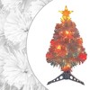 vidaXL 2 ft White Artificial Christmas Tree with LED and Fiber Optic Lighting - Lifelike PVC Tree with Color - 2 of 4