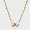 14K Gold Dipped Cubic Zirconia Mother of Pearl Butterfly Necklace - A New Day™ Gold - 2 of 4