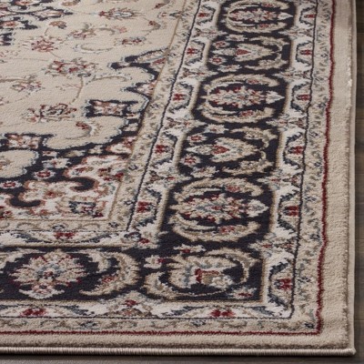 Traditional Gray and Cream Floral Border Area Rug