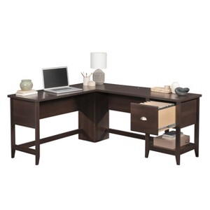Gulches L-Shaped Home Office Desk (Brown Finish) - 58.66"L x66.46"W x29.02"H, 1" Thick Durable Desktop, File Drawer - 1 of 4