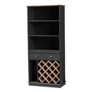 Mattia and Oak Finished Wood Wine Cabinet Gray/Brown - BaxtonStudio - 1 of 4