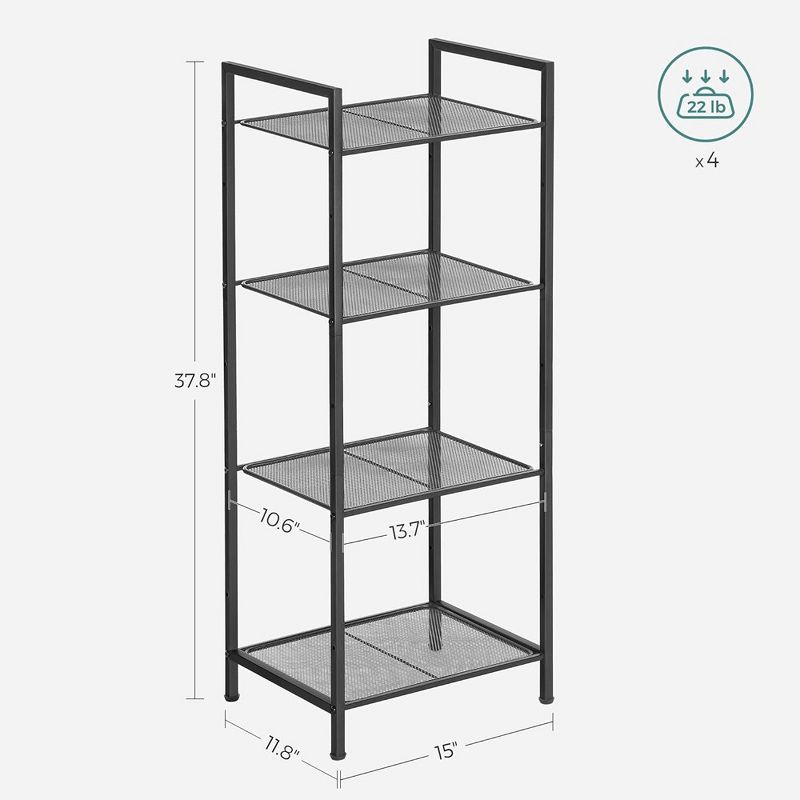 SONGMICS Storage Rack Bathroom Shelf Extendable Plant Steel Stand with Adjustable Shelf, 3 of 11