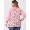 Agnes Orinda Women's Plus Size Round Neck 3/4 Raglan Sleeves Floral Printed Dressy Casual Peasant Tops - 4 of 4