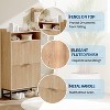 Fluted Shoe Cabinet with 2 Flip Drawers & Open Shelf, 44" Modern Entryway Storage Organizer, Wood Shoe Rack with Gold Handles for Hallway & Foyer - 4 of 4