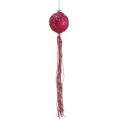 Allstate 12" Glittered Ball with Tassels Christmas Ornament - Pink