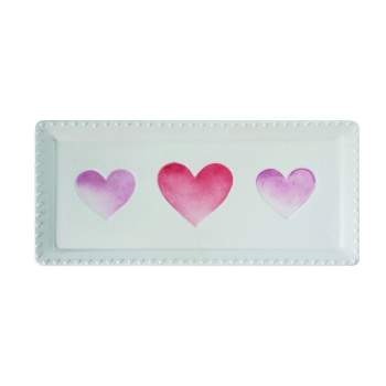 Transpac Dolomite 15.25 in. Valentines Watercolor Heart and Hobnail Platter