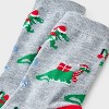 Women's Christmas Dinosaur Crew Socks - Wondershop™ Gray/Red 4-10 - 3 of 3