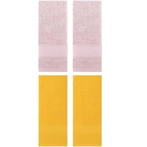 REGALWOVEN 4 Pcs Solid Textured Cotton Soft Absorbent Decorative Hand Towel - 1 of 4