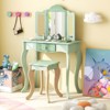 Infans Kids Vanity Set Makeup Table & Chair Tri-folding Mirror Sweet Accessories Green - 4 of 4