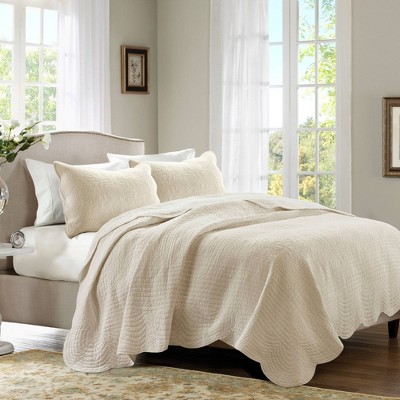 Madison Park 3pc Full/queen Genoa Scalloped Edge Reversible Coverlet ...