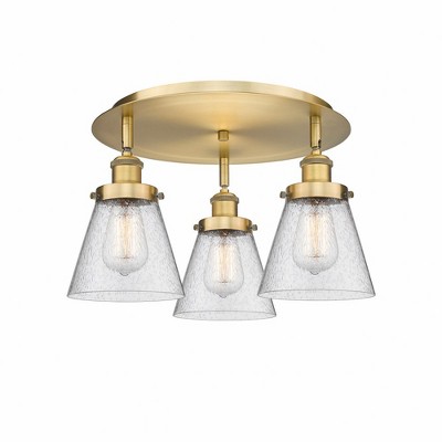 Cone - 3 Light Flush Mount In Art Deco Style-9.25 Inches Tall and 18 Inches Wide