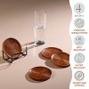 Folkulture Wooden Coasters for Drinks, Set of 4 (4") Round Wood Coaster with Holder, Rustic Farmhouse Coaster for Dining Table - 4 of 4