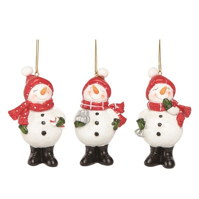 Transpac Resin Pleasantly Plump Snowman Ornament Set of 3 Christmas Home Decorations