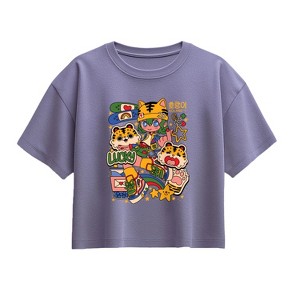 Girls' - Instant Message - Kpop Streetwear Girl Short Sleeve Boxy Graphic T-Shirt - 1 of 2