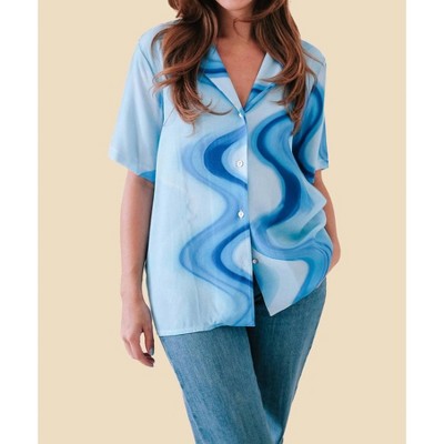 Women's Swirl Collared Button Top - FRNCH