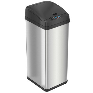 iTouchless Sensor Kitchen Trash Can with AbsorbX Odor Filter 13 Gallon Silver Stainless Steel - 1 of 4