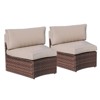 Sunsitt Outdoor Steel Curved Wicker Sofa Beige - 2 of 4