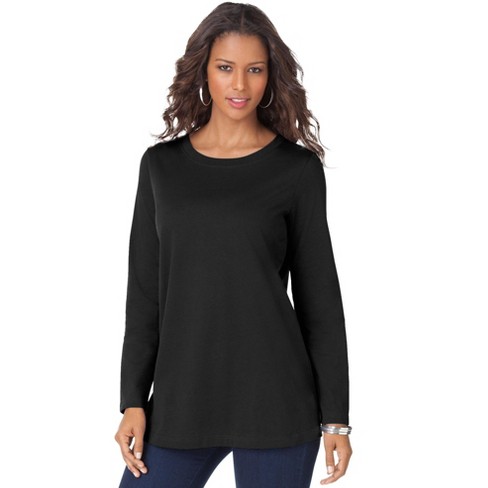 Women's Plus Size Long Sleeve Round Neck Henley Shirt - A New Day Purple 3X