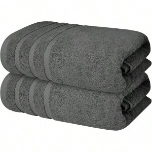 100 Cotton Luxury Bath Towels Set of 2 27x54 Inches Shadow Grey - 1 of 4