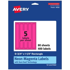 Avery Neon Magenta Paper Labels, 9.75" x 1.25" Rectangle - 1 of 4