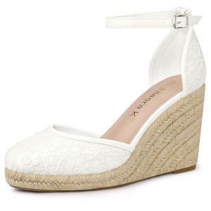 Allegra K Women's Closed Toe Lace Wedge Heels Wedge Sandals - 1 of 4