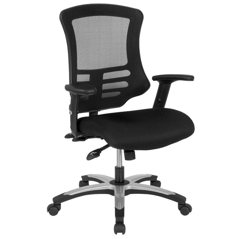 Flash Furniture High Back Black Mesh Multifunction Executive Swivel Ergonomic Office Chair with Molded Foam Seat and Adjustable Arms, 1 of 11