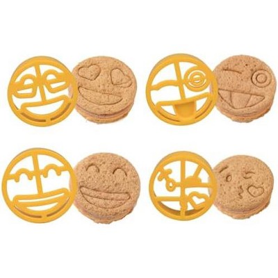 Bentology Emoji Sandwich Cutters- 4 Pack Set for DIY Bread Shapes Pancakes Cookies & More, BPA Free Decruster, Great Stocking Stuffer Gift for Kids