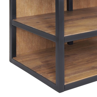 Lloyd 58" Natural Acacia Wood and Metal Hall Tree with Storage