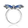 Guili Sterling Silver Rhodium-Plated Butterfly Ring with Ruby Cubic Zirconia for a Timeless, Elegant Sparkle. Pink or Blue, Sizes 6-8. - 2 of 3
