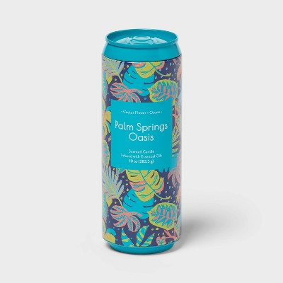 Image of Printed Tin Can 10oz Candle Palm Springs Oasis - Opalhouse™: Lidded, Floral & Ocean Scent, 55hr Burn Time
